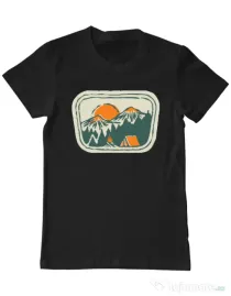 Tricou ADLER barbat Camping badge Negru