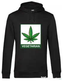 Hoodie barbat cu gluga Vegetarian Negru
