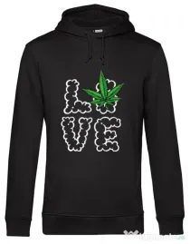 Hoodie barbat cu gluga Love weed Negru