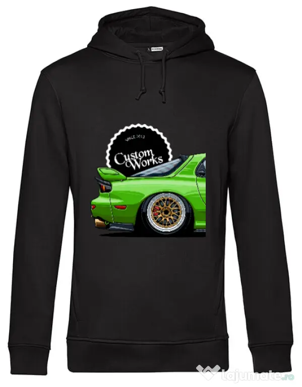 Hoodie barbat cu gluga Mazda Rx-7 (green) Negru