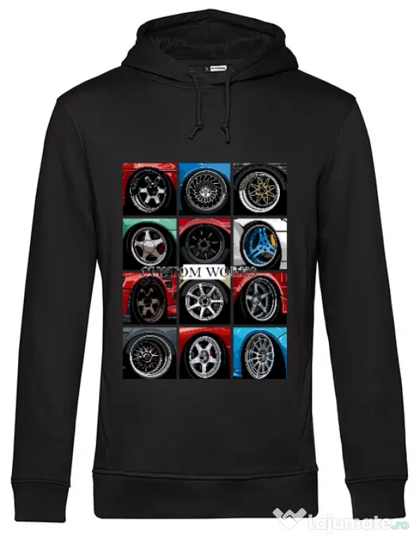 Hoodie barbat cu gluga Wheels Negru