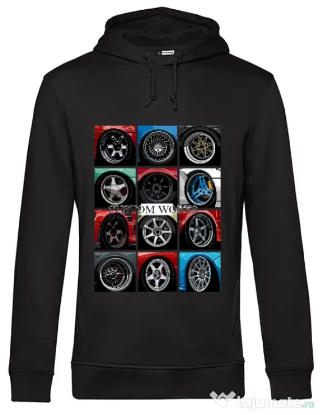 Hoodie barbat cu gluga Wheels Negru