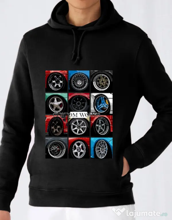 Hoodie barbat cu gluga Wheels Negru