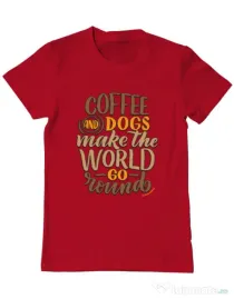 Tricou personalizat barbat Coffee and dogs Rosu