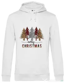 Hanorac barbat cu gluga Christmas Trees Alb
