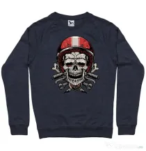 Bluza personalizata barbat Skull Biker Denim inchis
