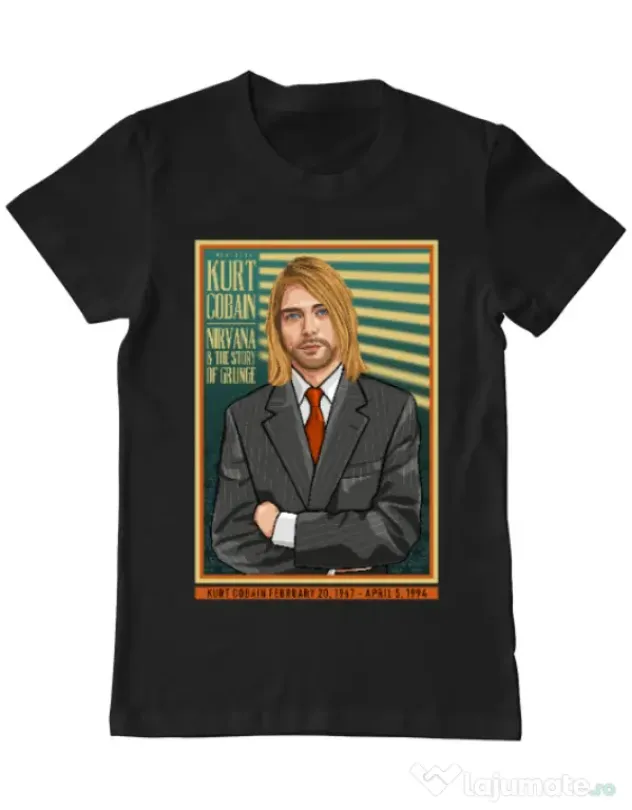 Tricou personalizat barbat Kurt Cobain Negru