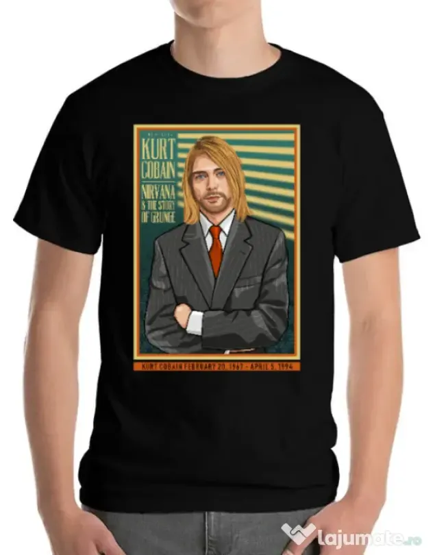 Tricou personalizat barbat Kurt Cobain Negru
