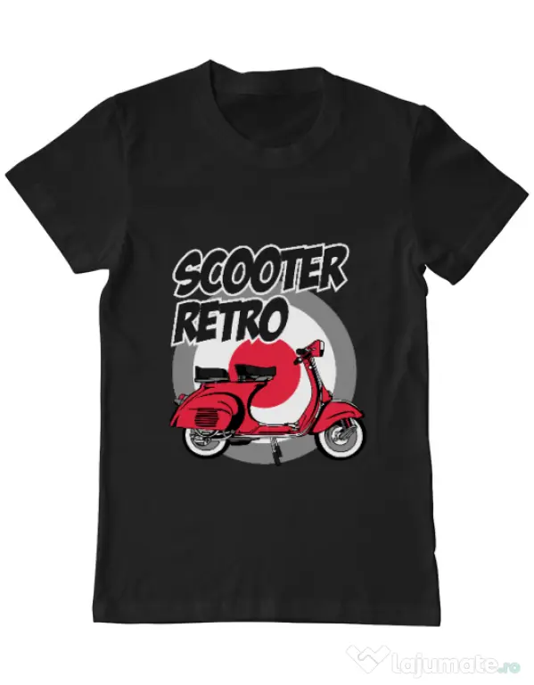 Tricou personalizat barbat SCOOTER RETRO RED COLOR Negru