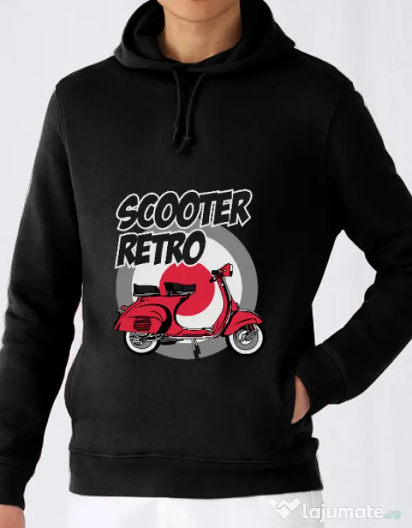 Hanorac barbat cu gluga SCOOTER RETRO RED COLOR Negru