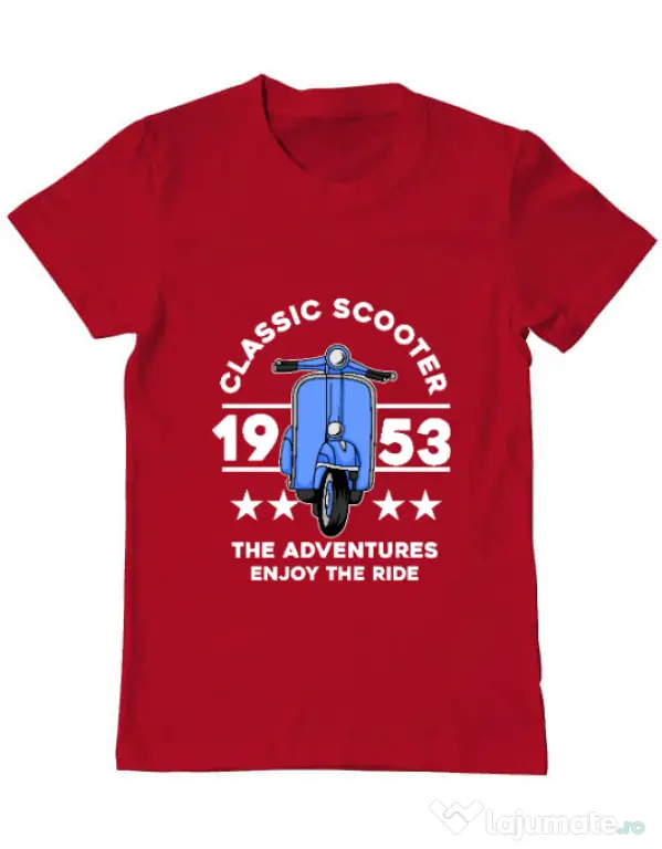 Tricou personalizat barbat CLASSIC SCOOTER ADVENTURES Rosu