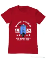 Tricou personalizat barbat CLASSIC SCOOTER ADVENTURES Rosu