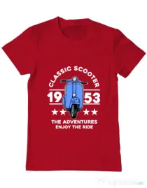 Tricou personalizat barbat CLASSIC SCOOTER ADVENTURES Rosu