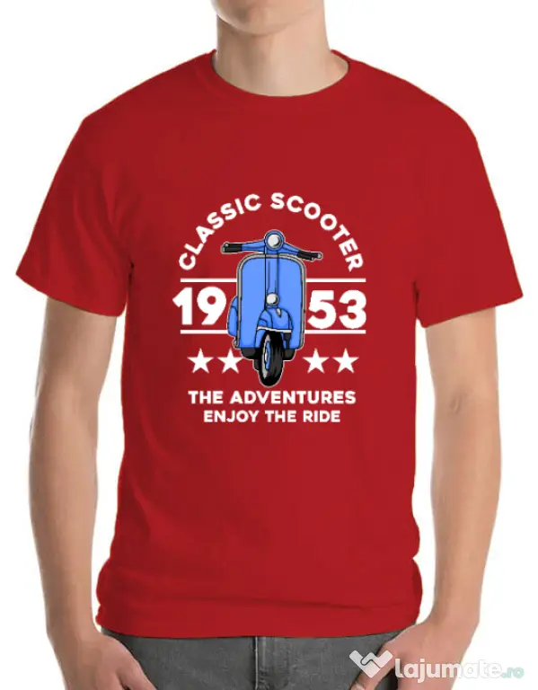 Tricou personalizat barbat CLASSIC SCOOTER ADVENTURES Rosu