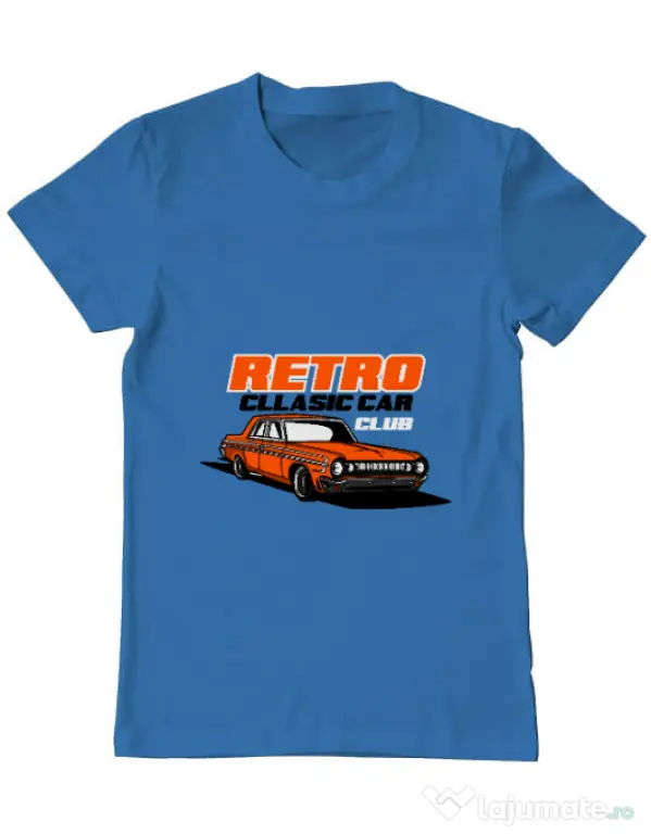 Tricou personalizat barbat RETRO CLASSIC CAR CLUB Albastru azuriu