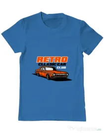 Tricou personalizat barbat RETRO CLASSIC CAR CLUB Albastru azuriu