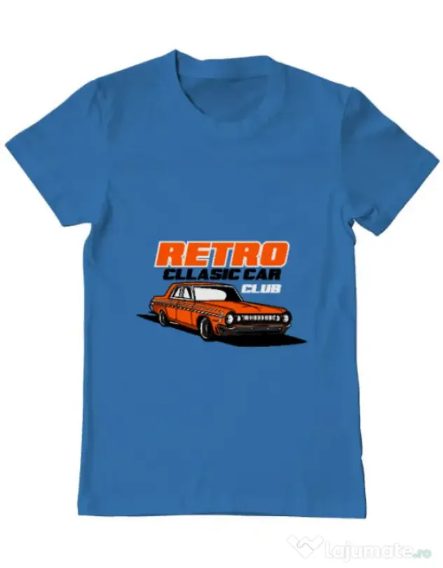 Tricou personalizat barbat RETRO CLASSIC CAR CLUB Albastru azuriu