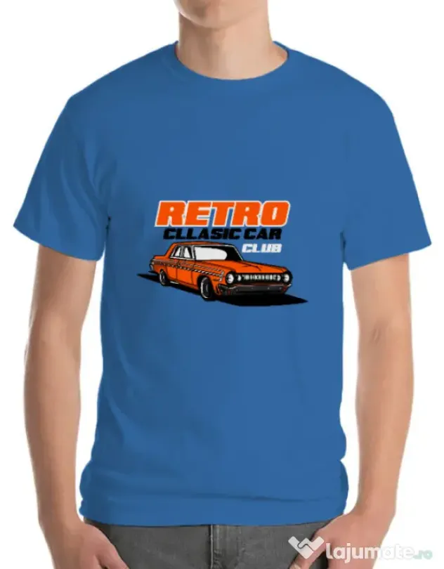 Tricou personalizat barbat RETRO CLASSIC CAR CLUB Albastru azuriu