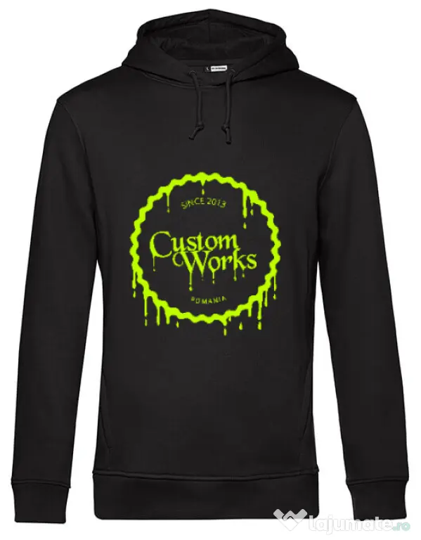 Hanorac barbat cu gluga Acid Green Logo Negru