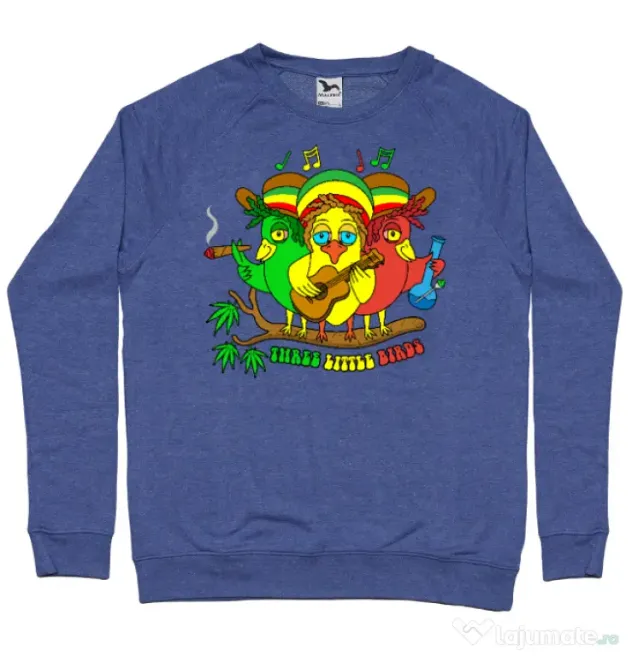 Bluza personalizata barbat Three Little Birds Albastru melanj