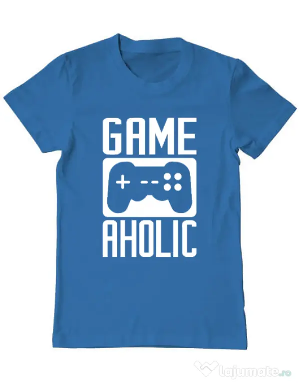 Tricou personalizat barbat Gameaholic Albastru azuriu