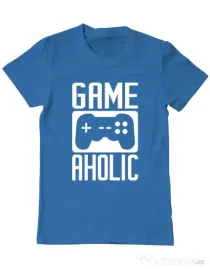 Tricou personalizat barbat Gameaholic Albastru azuriu