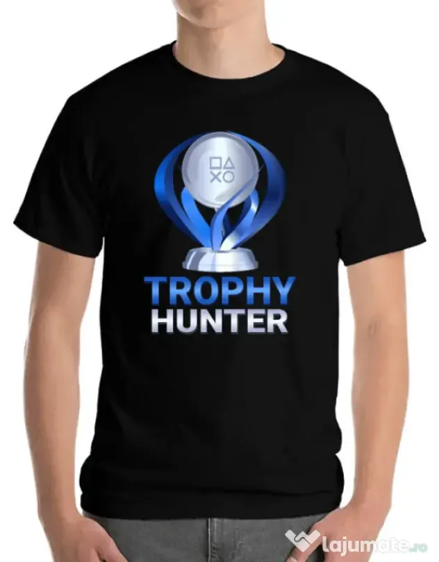 Tricou personalizat barbat Playstation Trophy Hunter Negru