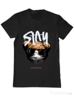 Tricou personalizat barbat Stay awesome Negru