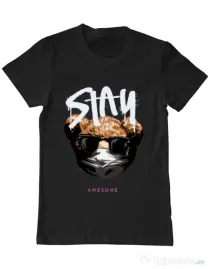 Tricou personalizat barbat Stay awesome Negru