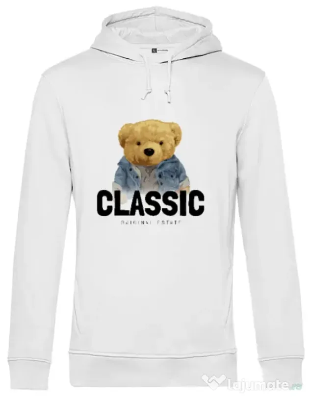 Hanorac barbat cu gluga Classic Alb
