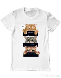 Tricou personalizat barbat Relax,curious,cautious Alb