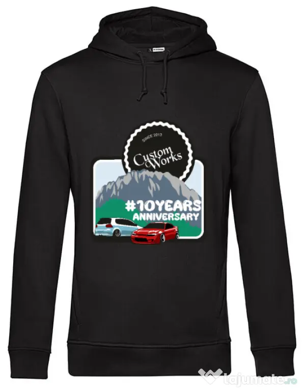 Hanorac barbat cu gluga Custom Works Crew 10 Years Aniv. Negru