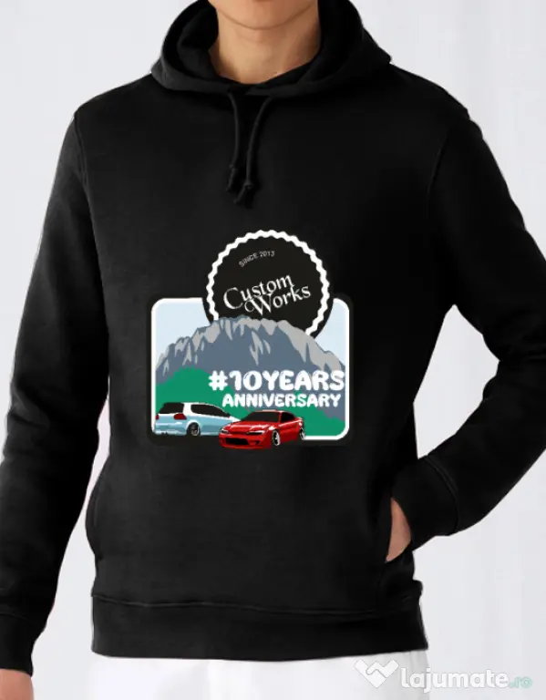 Hanorac barbat cu gluga Custom Works Crew 10 Years Aniv. Negru