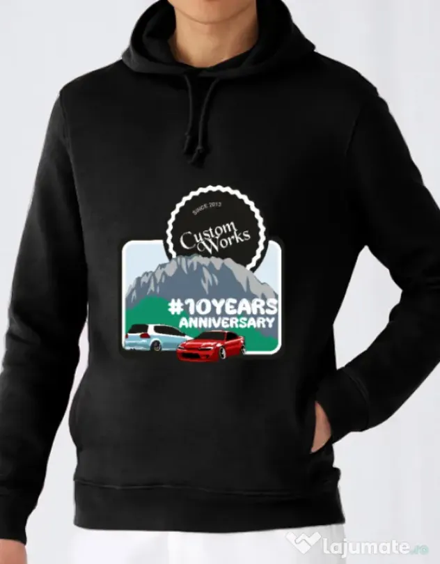 Hanorac barbat cu gluga Custom Works Crew 10 Years Aniv. Negru