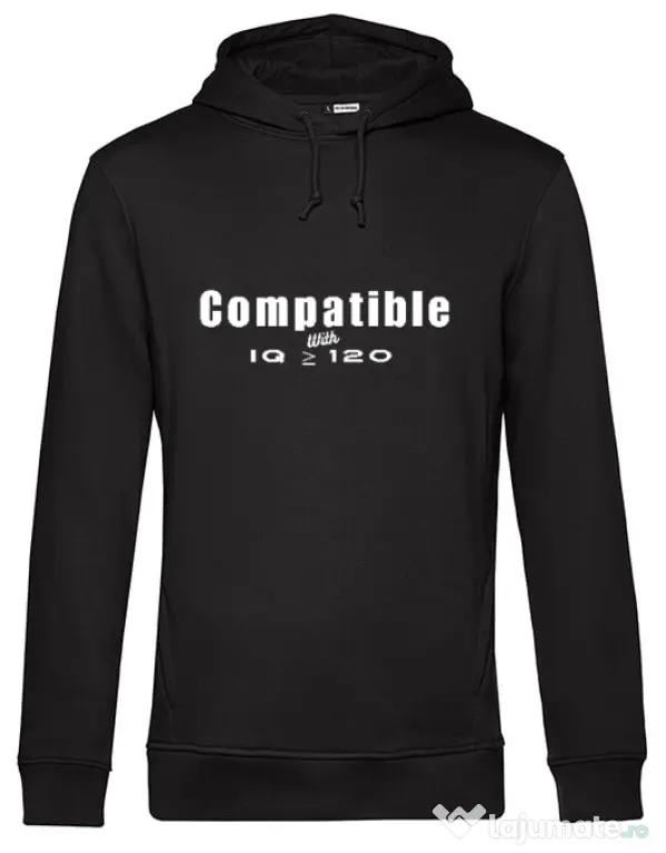 Hanorac barbat cu gluga Tricouri cu mesaje | IQ 120 | CreativeSheep Negru