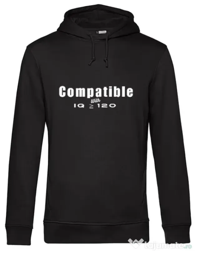 Hanorac barbat cu gluga Tricouri cu mesaje | IQ 120 | CreativeSheep Negru
