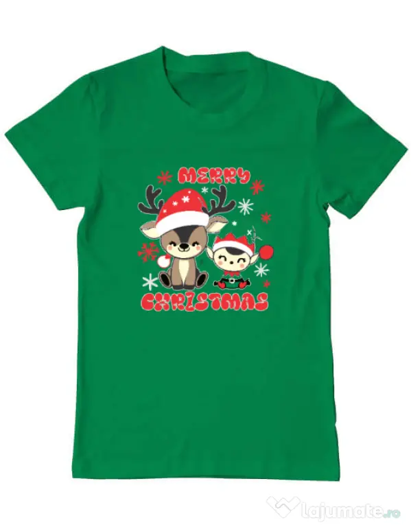 Tricou personalizat barbat Prietenii lui Mos Craciun 2 Verde mediu