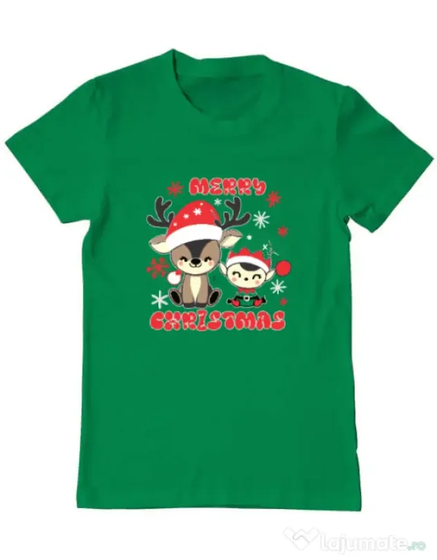 Tricou personalizat barbat Prietenii lui Mos Craciun 2 Verde mediu