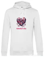 Hanorac barbat cu gluga Valentine\'s Day  2025 Alb