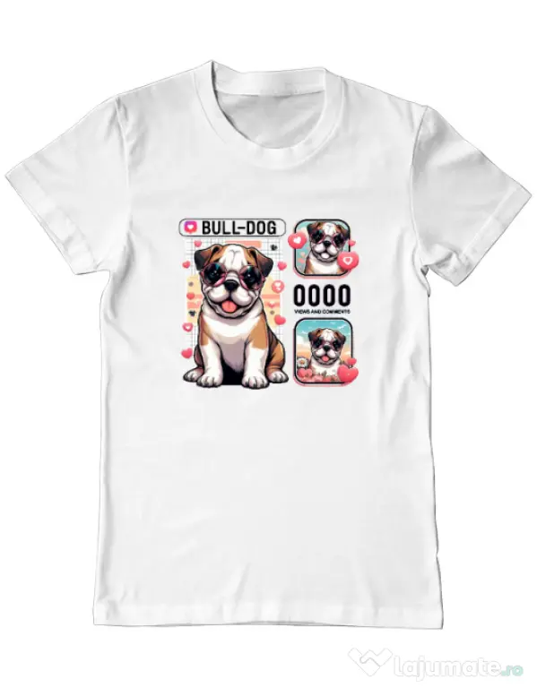 Tricou personalizat barbat BULLDOG 15 Alb