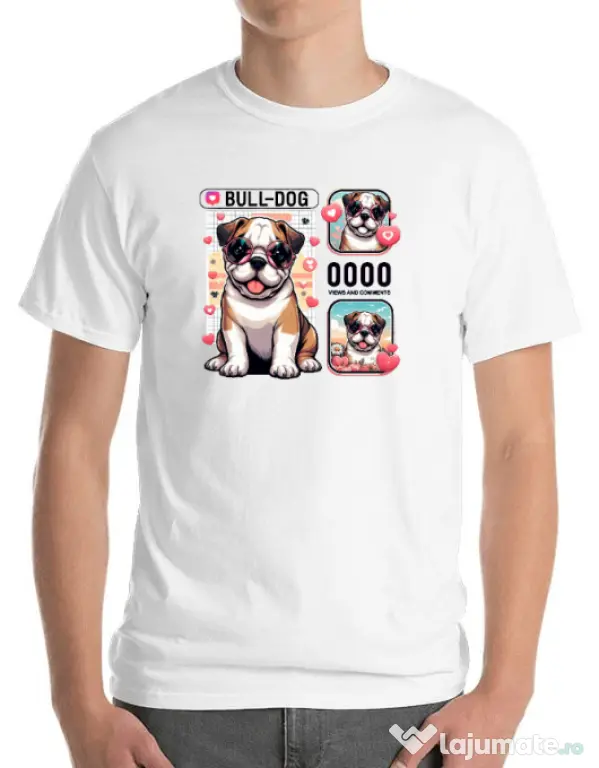 Tricou personalizat barbat BULLDOG 15 Alb