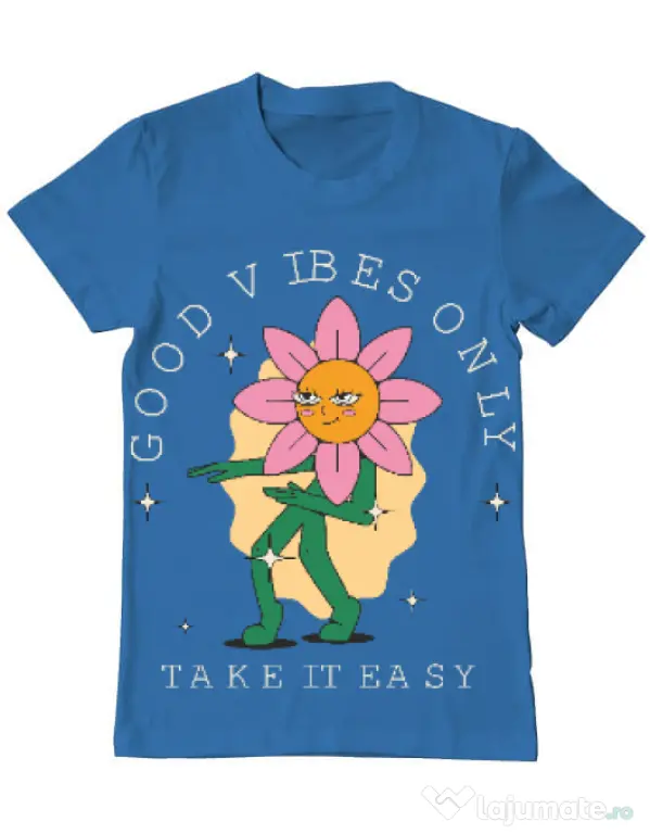 Tricou personalizat barbat oversize M&D 29 Albastru azuriu