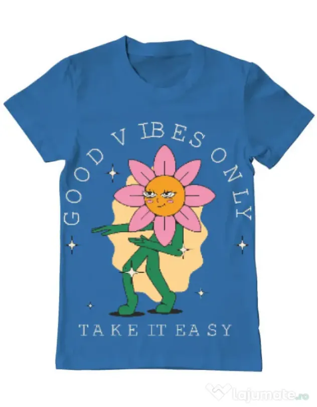 Tricou personalizat barbat oversize M&D 29 Albastru azuriu