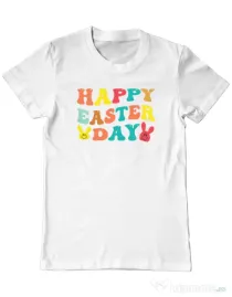 Tricou personalizat barbat HAPPY EASTER DAY Alb