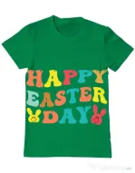 Tricou personalizat barbat oversize HAPPY EASTER DAY Verde mediu