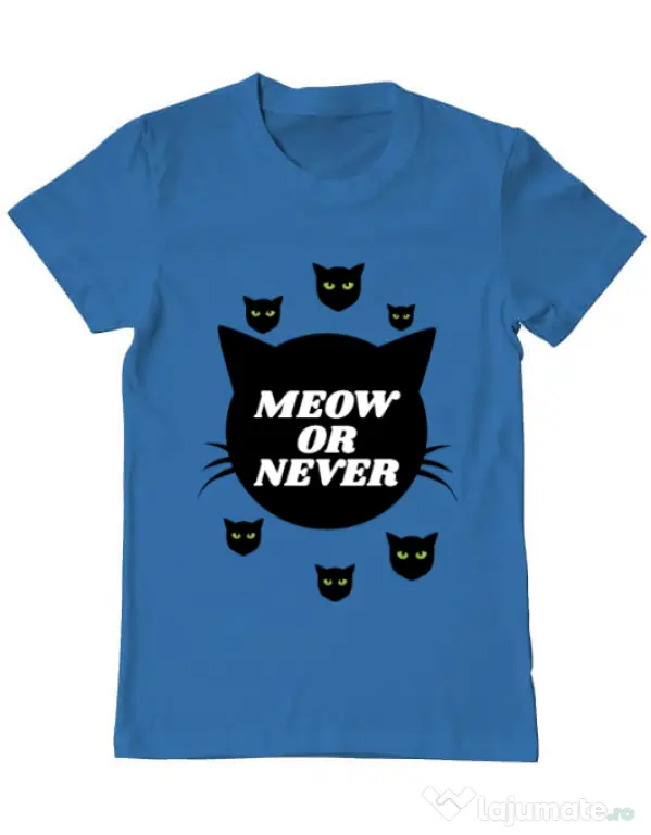 Tricou ADLER barbat Meow or never Albastru azuriu