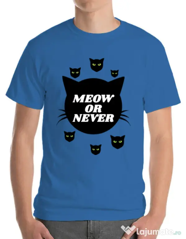 Tricou ADLER barbat Meow or never Albastru azuriu