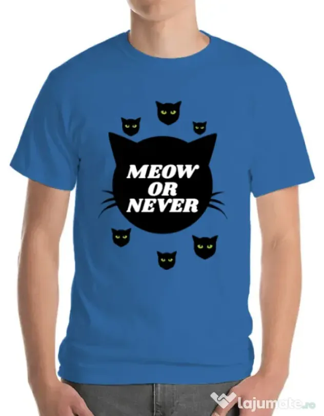Tricou ADLER barbat Meow or never Albastru azuriu
