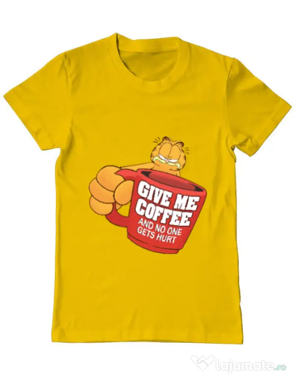 Tricou ADLER barbat Give me coffee Galben