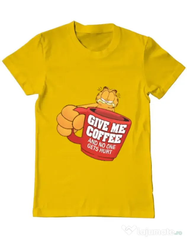Tricou ADLER barbat Give me coffee Galben